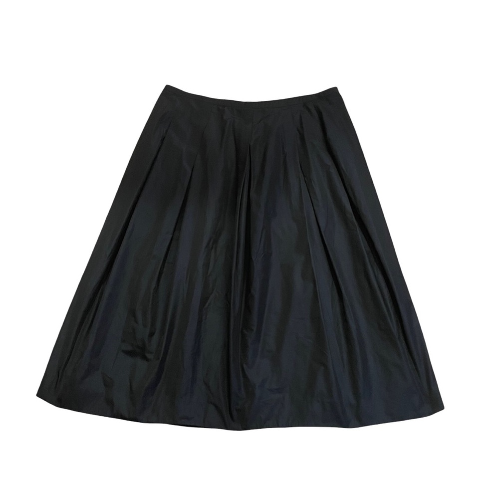 Vince Satin Pleated Midi Skirt - Black